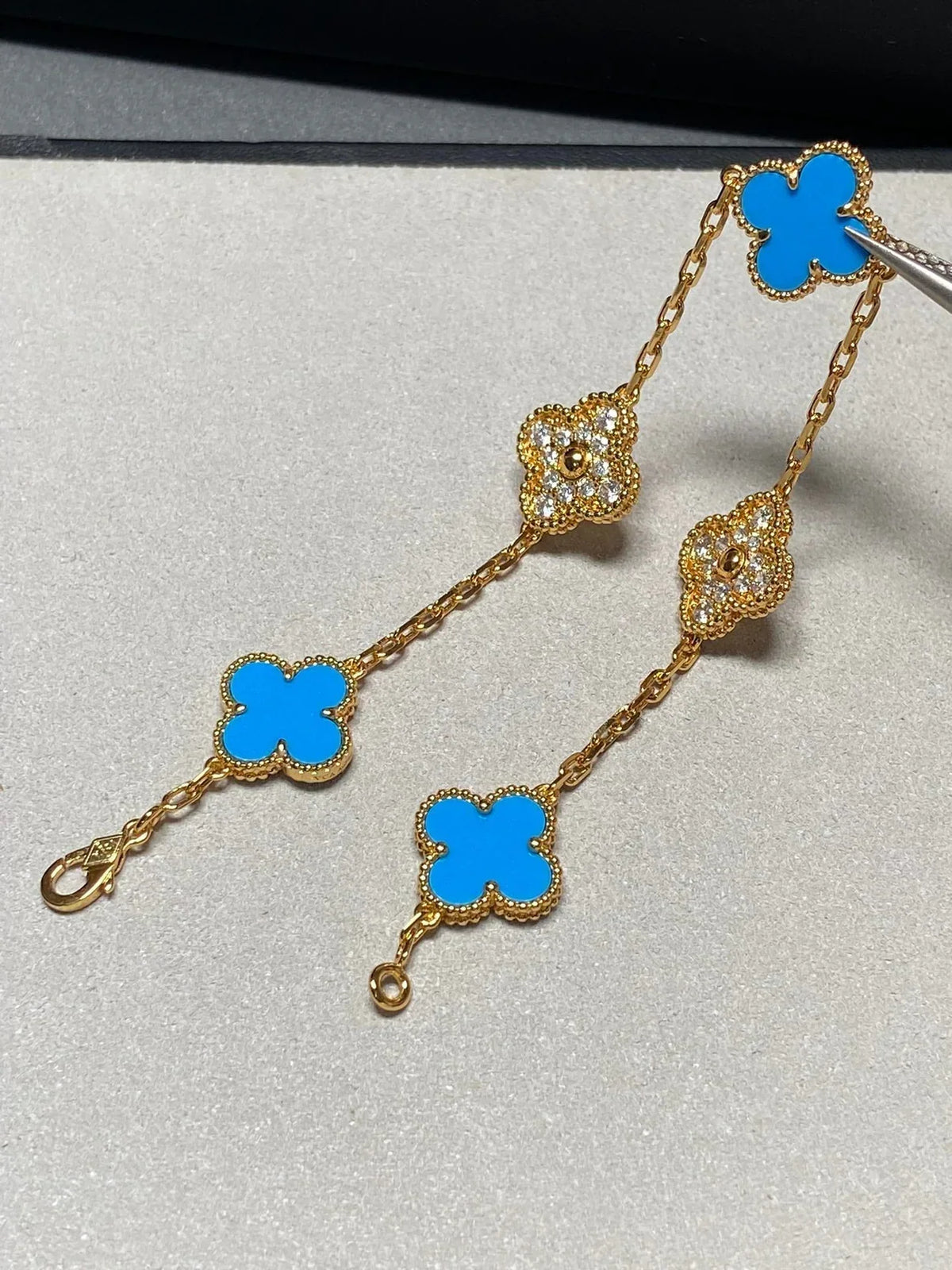 [Rani Jewelry] CLOVER 5 MOTIF BLUE AGATE BRACELET COLLECTION