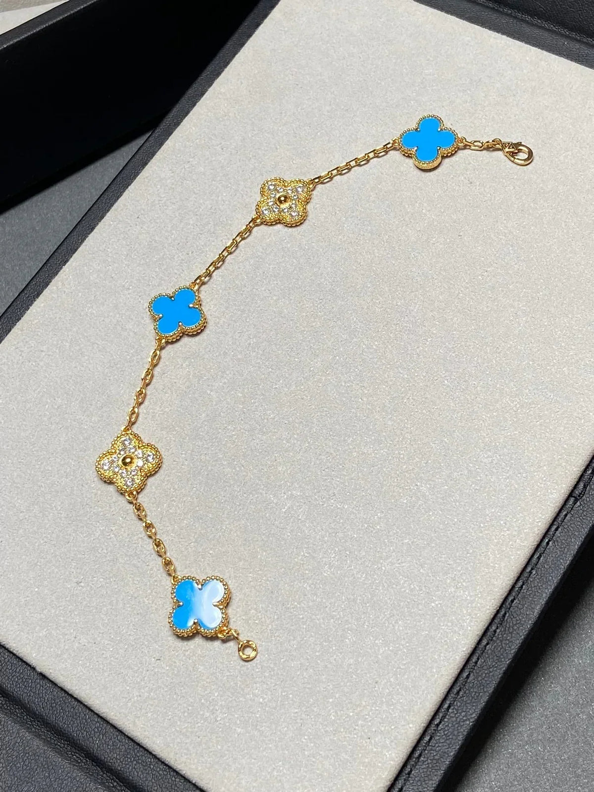 [Rani Jewelry] CLOVER 5 MOTIF BLUE AGATE BRACELET COLLECTION