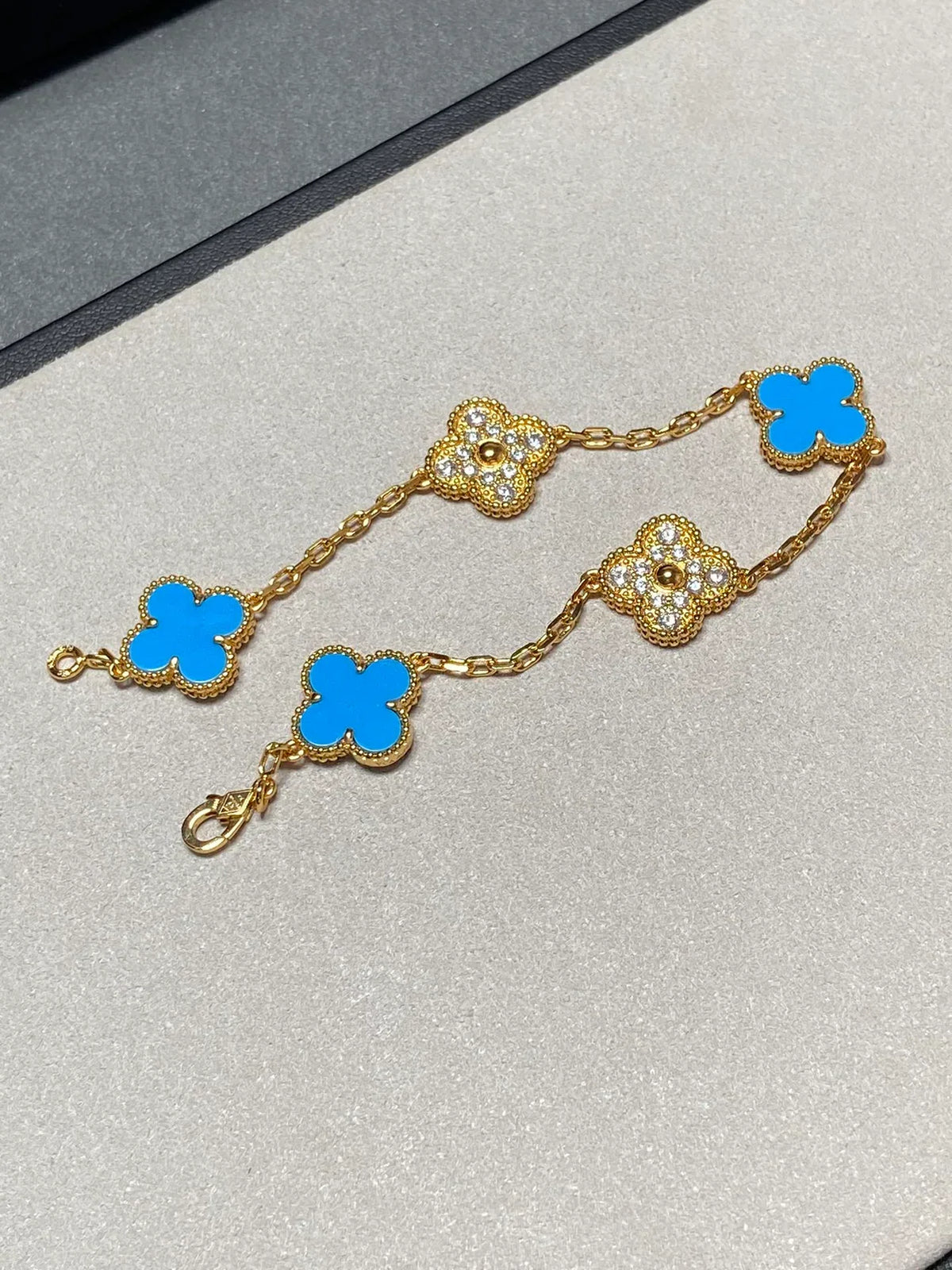 [Rani Jewelry] CLOVER 5 MOTIF BLUE AGATE BRACELET COLLECTION