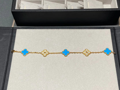 [Rani Jewelry] CLOVER 5 MOTIF BLUE AGATE BRACELET COLLECTION