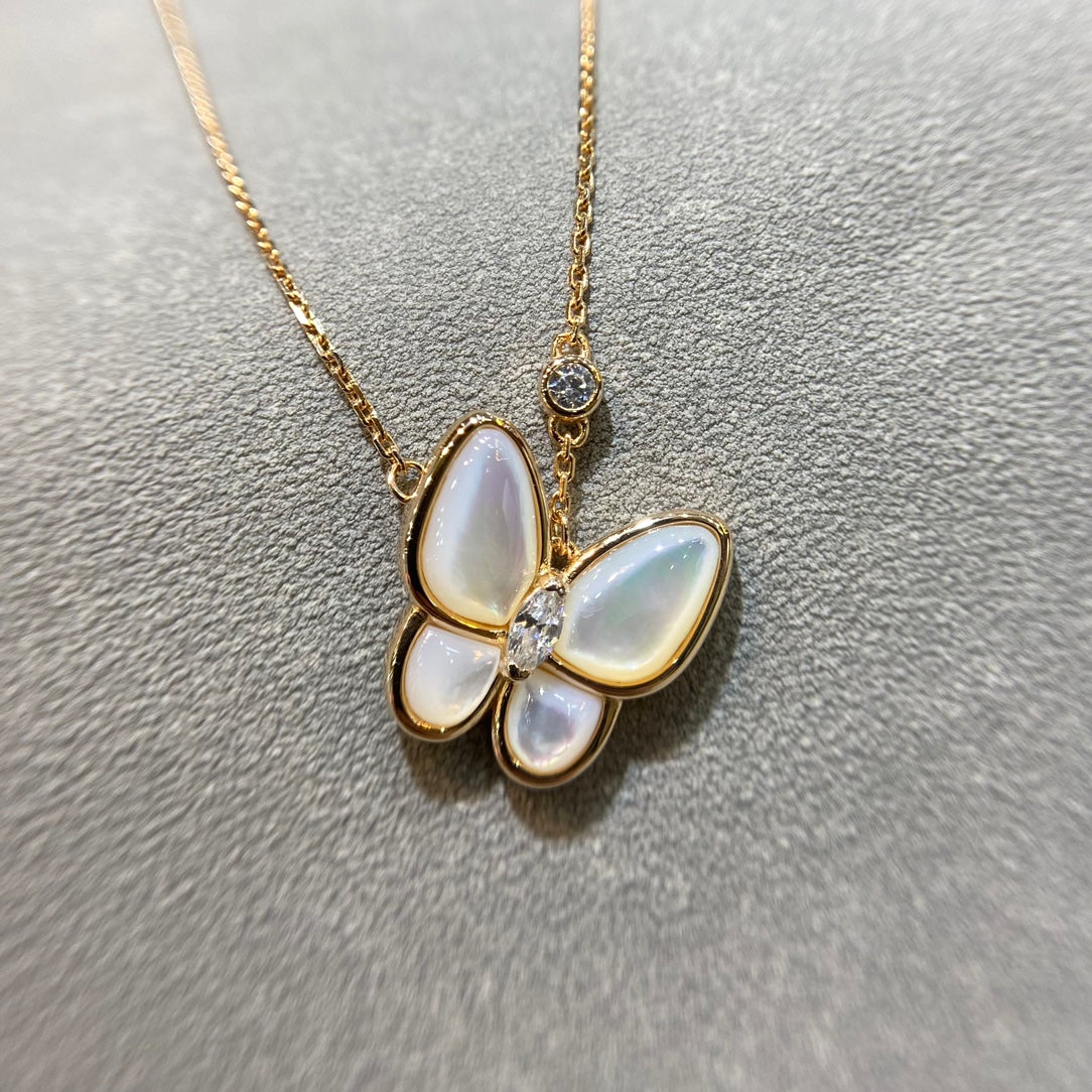 [Rani Jewelry]BUTTERFLY MOP DIAMOND NECKLACE