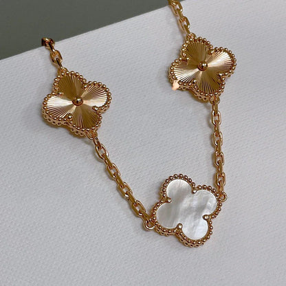 [Rani Jewelry]CLOVER WHITE PEARL MOP 5 MOTIF BRACELET COLLECTION