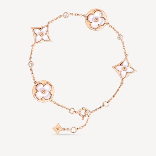 [Rani Jewelry]STAR AND SUN 4 MOTIF WHITE MOP PINK GOLD BRACELET