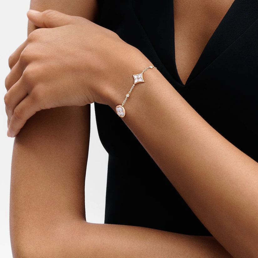 [Rani Jewelry]STAR AND SUN 4 MOTIF WHITE MOP PINK GOLD BRACELET
