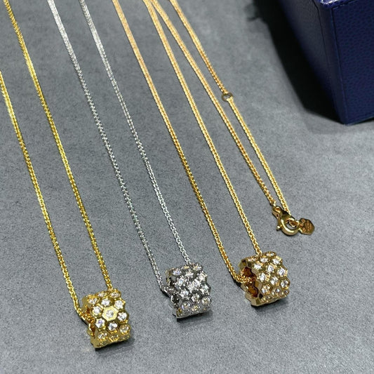 [Rani Jewelry]BEE LOVE DIAMOND PAVED 3 ROW NECKLACE