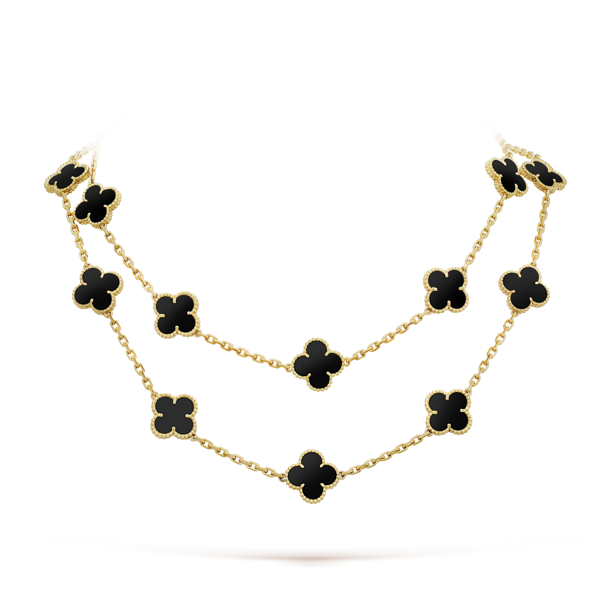 [Rani Jewelry]CLOVER 20 MOTIFS ONYX NECKLACE