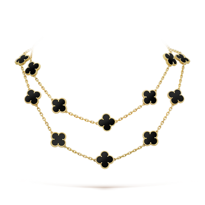 [Rani Jewelry]CLOVER 20 MOTIFS ONYX NECKLACE