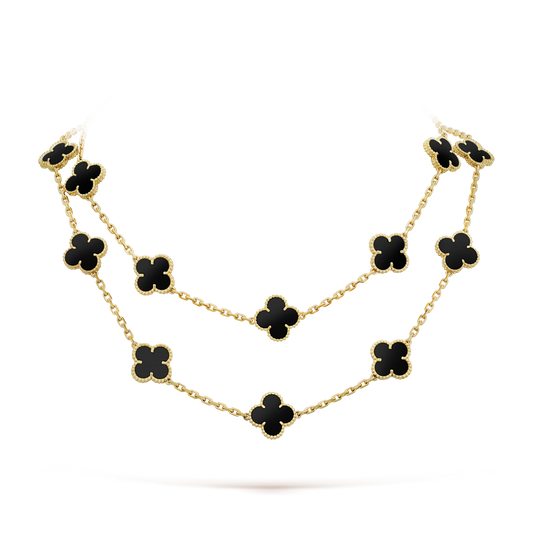 [Rani Jewelry]CLOVER 20 MOTIFS ONYX NECKLACE