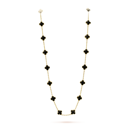 [Rani Jewelry]CLOVER 20 MOTIFS ONYX NECKLACE
