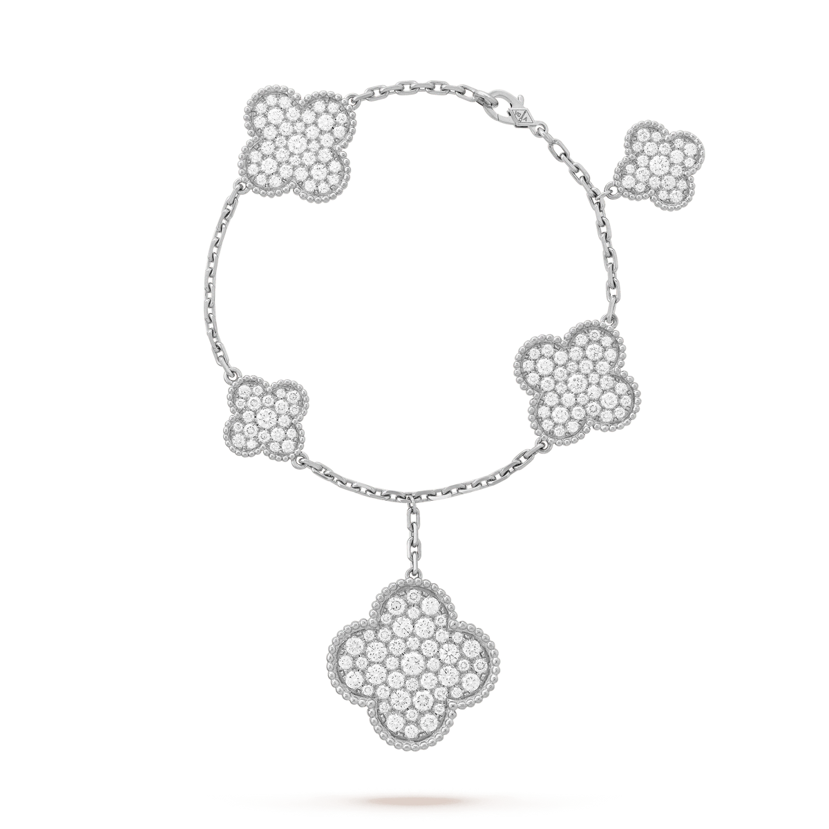 [Rani Jewelry]CLOVER 6 MOTIFS SILVER DIAMOND BRACELET