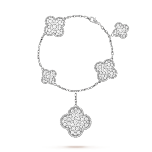 [Rani Jewelry]CLOVER 6 MOTIFS SILVER DIAMOND BRACELET