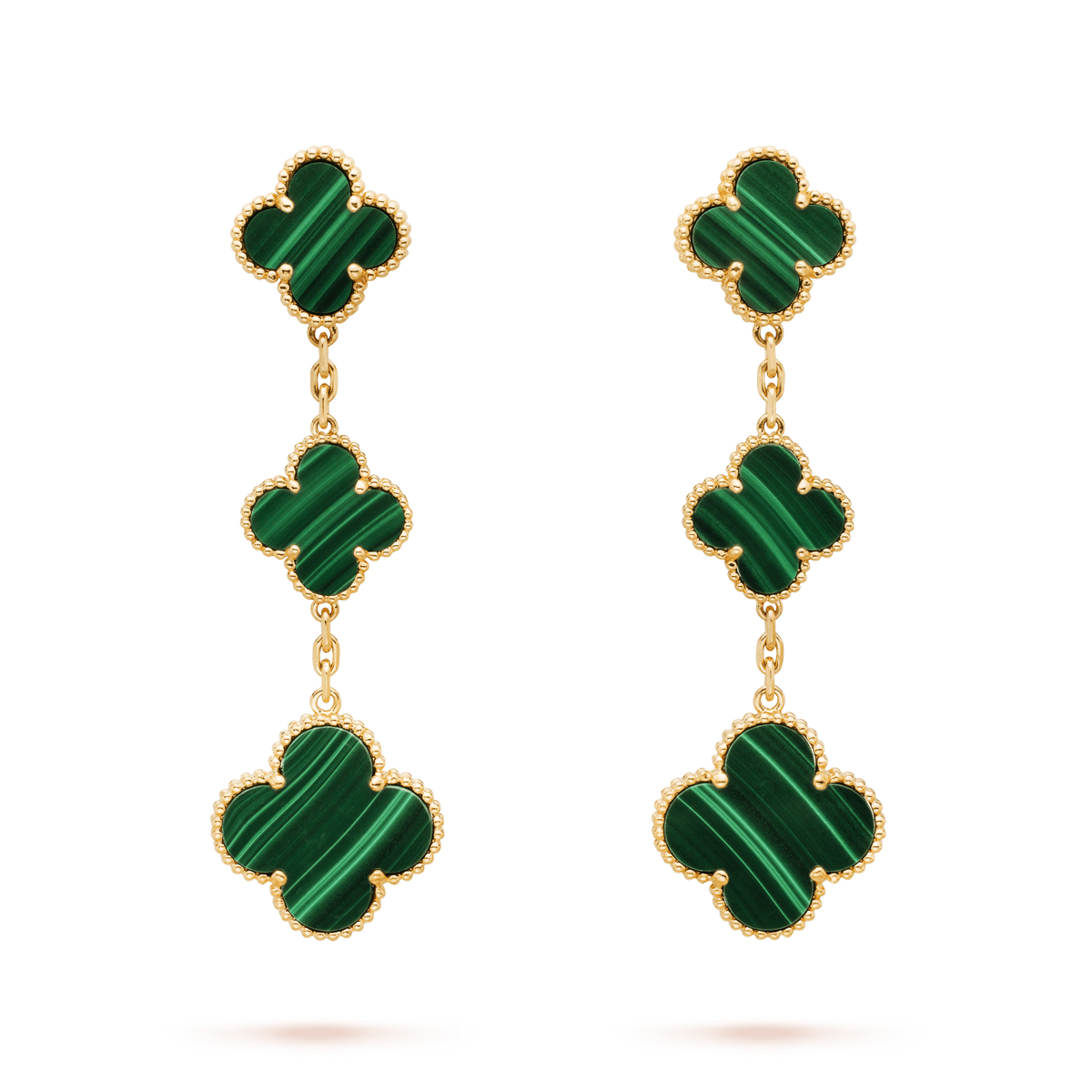 [Rani Jewelry]CLOVER MALACHITE 3 MOTIFS GOLD