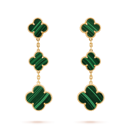 [Rani Jewelry]CLOVER MALACHITE 3 MOTIFS GOLD