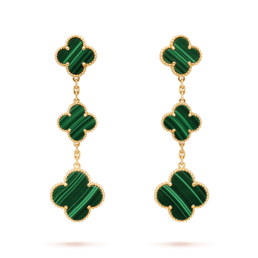 [Rani Jewelry]CLOVER MALACHITE 3 MOTIFS GOLD