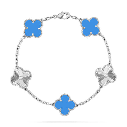 [Rani Jewelry] CLOVER 5 MOTIF BLUE AGATE BRACELET COLLECTION