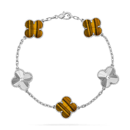 [Rani Jewelry] CLOVER 5 MOTIFS TIGER EYE BRACELET COLLECTION