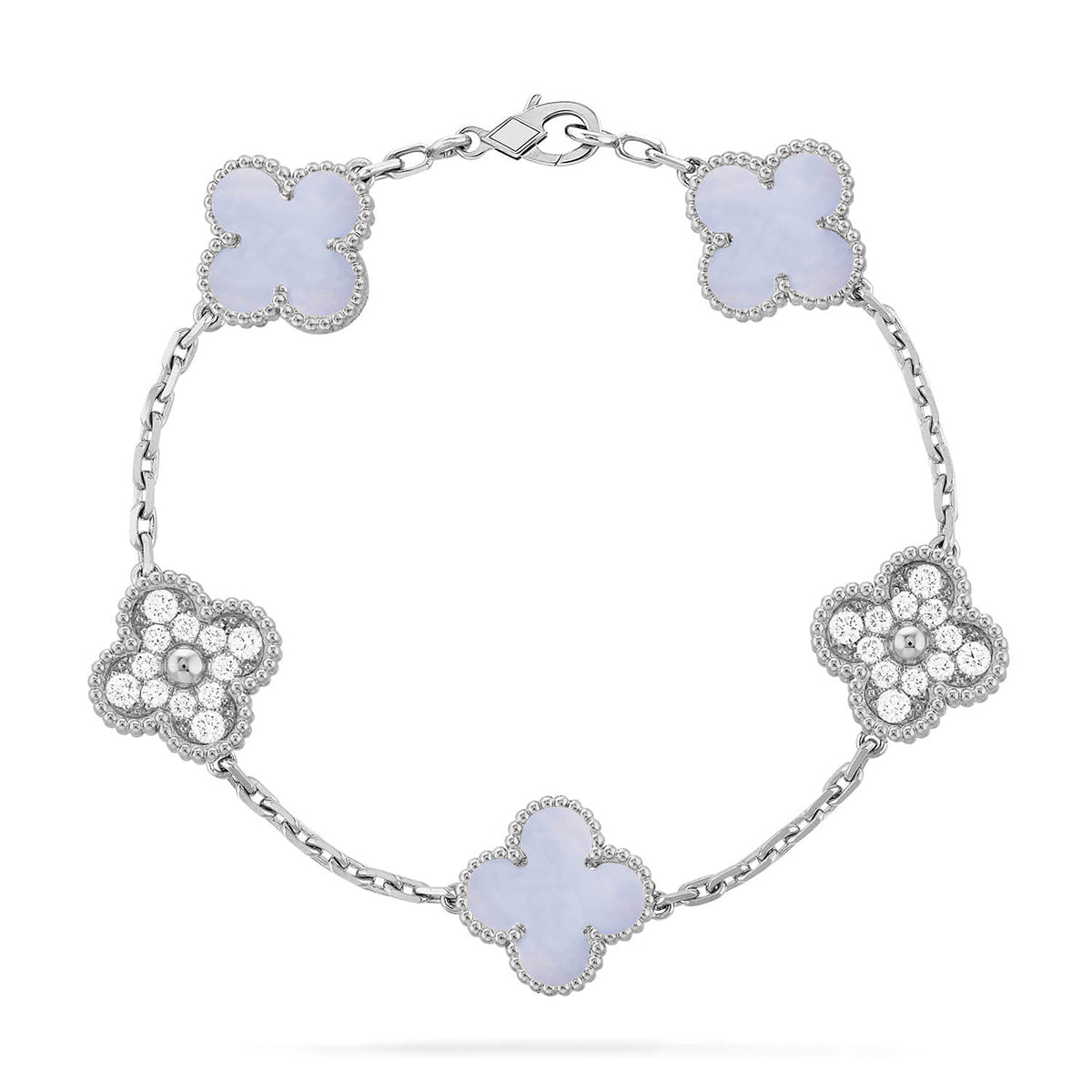 [Rani Jewelry] CLOVER 5 MOTIF PURPLE CHALCEDONY BRACELET COLLECTION