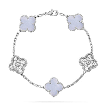 [Rani Jewelry] CLOVER 5 MOTIF PURPLE CHALCEDONY BRACELET COLLECTION