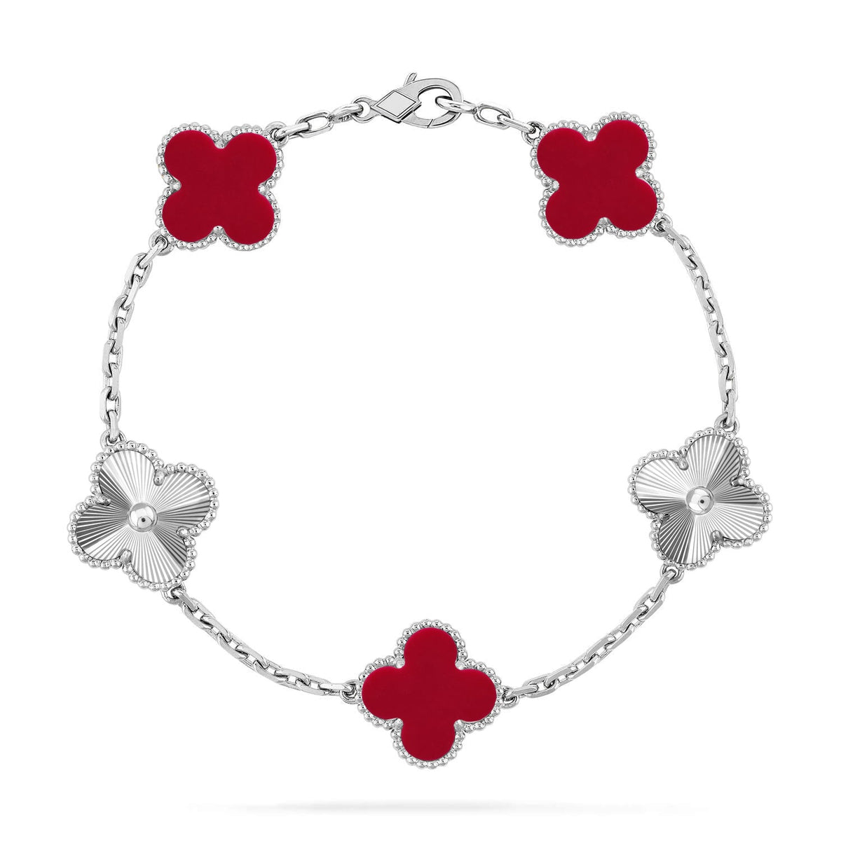 [Rani Jewelry] CLOVER 5 MOTIF RED CORNELIAN BRACELET COLLECTION