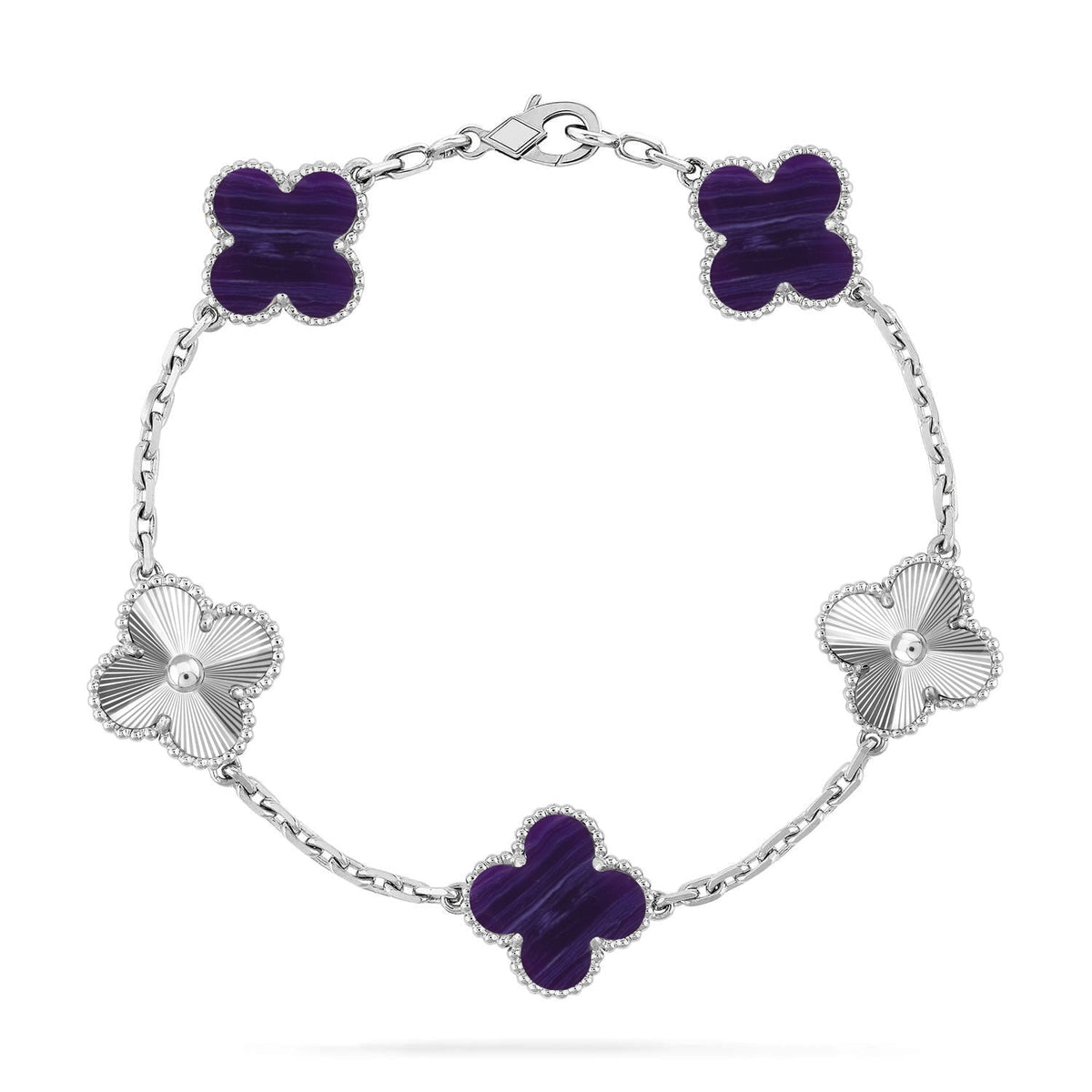 [Rani Jewelry]CLOVER 5 MOTIF PURPLE STRIPES BRACELET COLLECTION