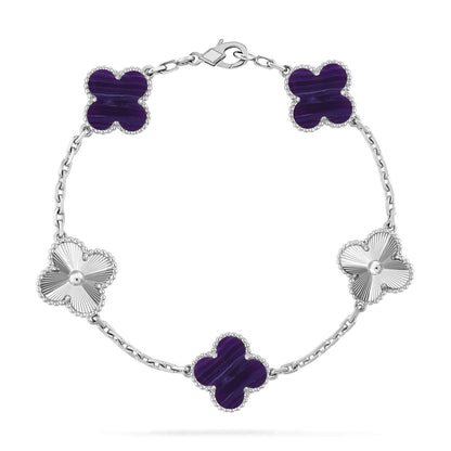 [Rani Jewelry]CLOVER 5 MOTIF PURPLE STRIPES BRACELET COLLECTION