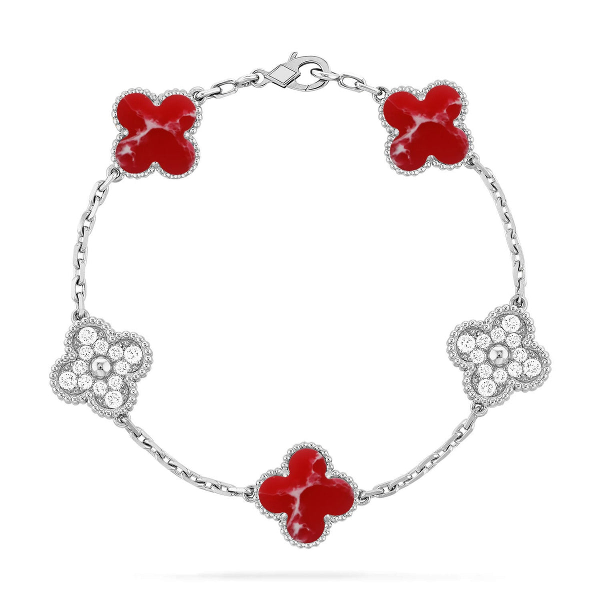 [Rani Jewelry]CLOVER 5 MOTIF RED PATTERN BRACELET COLLECTION