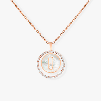 [Rani Jewelry]LUCKY MOVE 1 DIAMOND WHITE MOTHER OF PEARL PINK GOLD DIAMOND NECKLACE