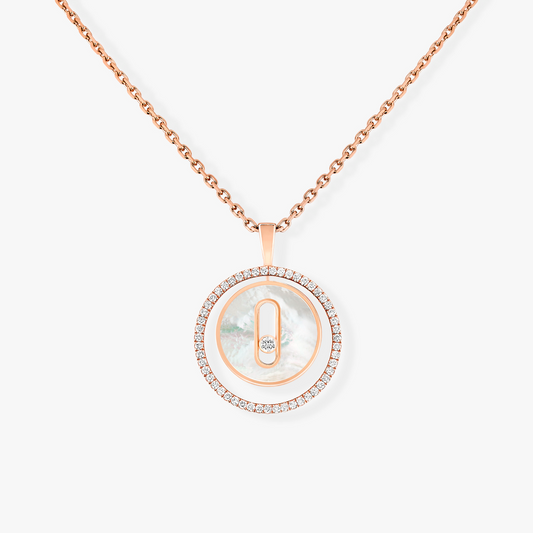 [Rani Jewelry]LUCKY MOVE 1 DIAMOND WHITE MOTHER OF PEARL PINK GOLD DIAMOND NECKLACE