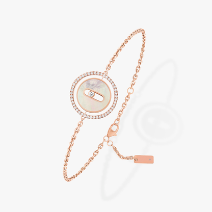 [Rani Jewelry]LUCKY MOVE WHITE MOTHER OF PEARL PINK GOLD DIAMOND BRACELET