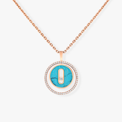 [Rani Jewelry]LUCKY MOVE 1 DIAMOND TURQUOISE PINK GOLD DIAMOND NECKLACE