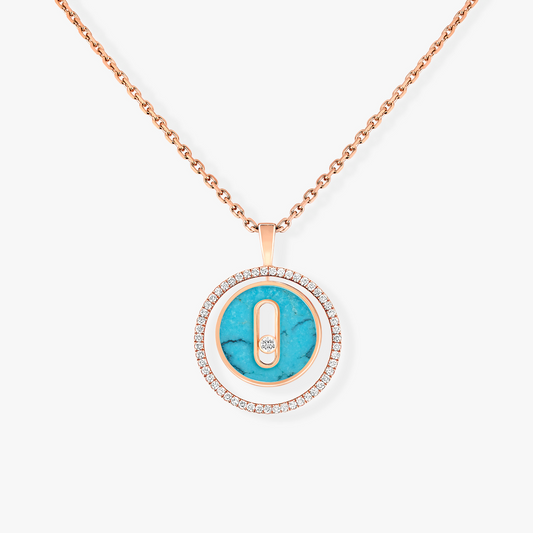 [Rani Jewelry]LUCKY MOVE 1 DIAMOND TURQUOISE PINK GOLD DIAMOND NECKLACE