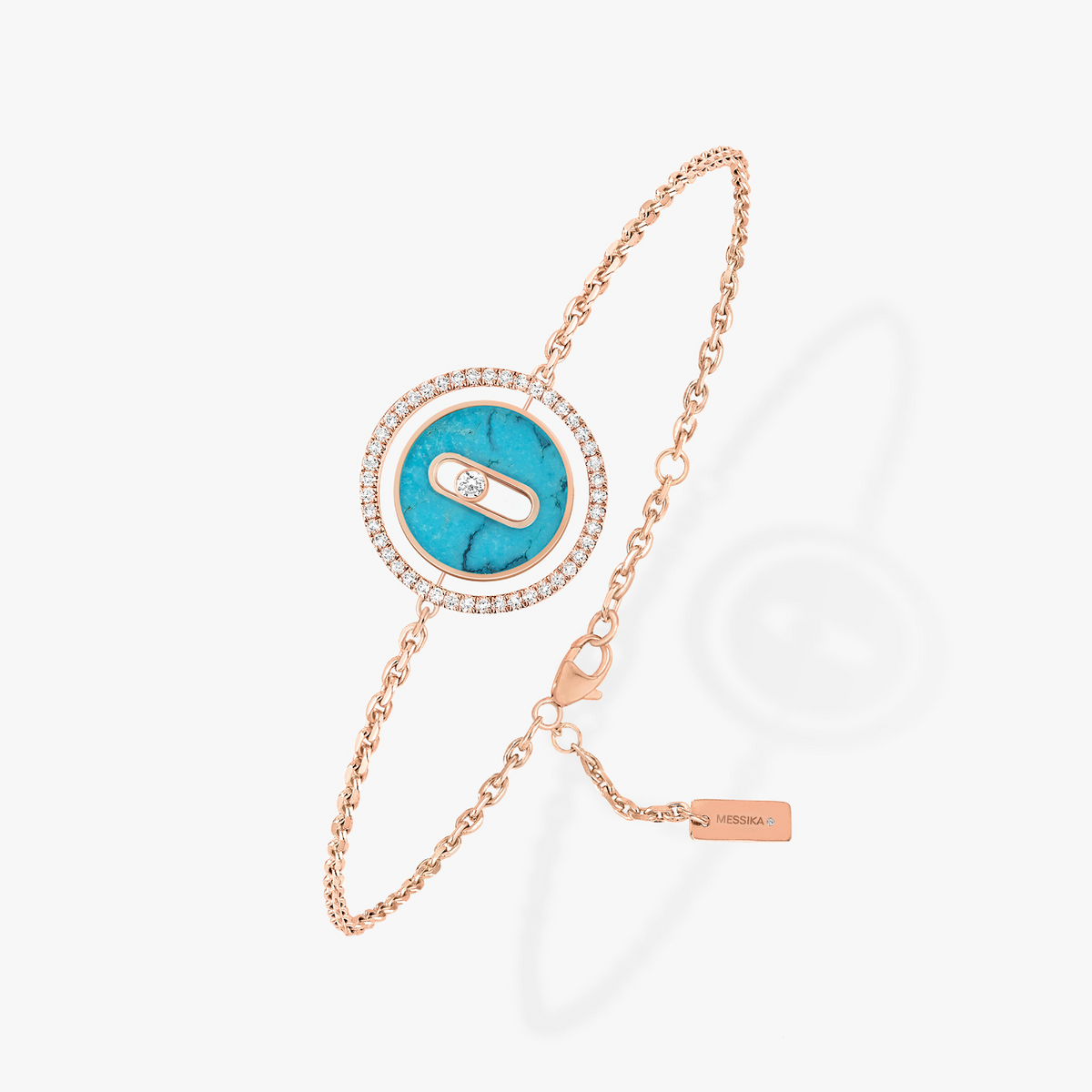 [Rani Jewelry]LUCKY MOVE TURQUOISE PINK GOLD DIAMOND BRACELET