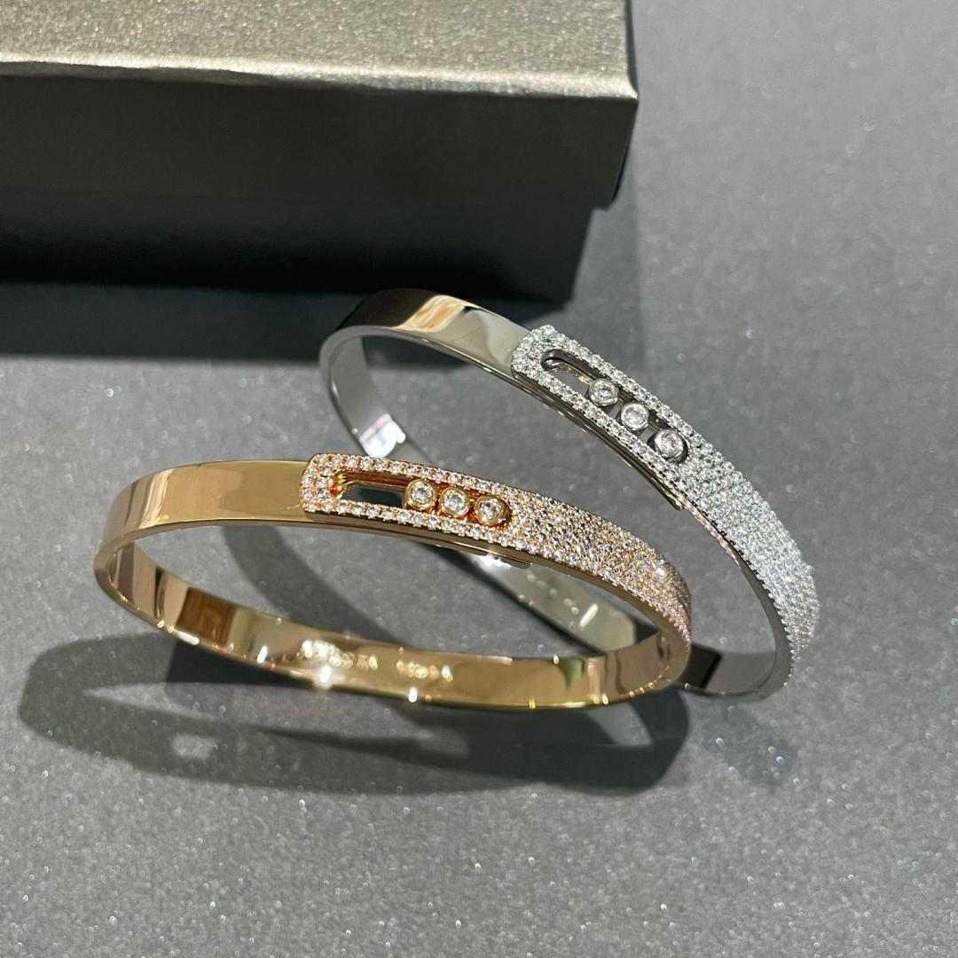 [Rani Jewelry]Move Noa Rose Gold Pavé Diamond Bangle Bracelet