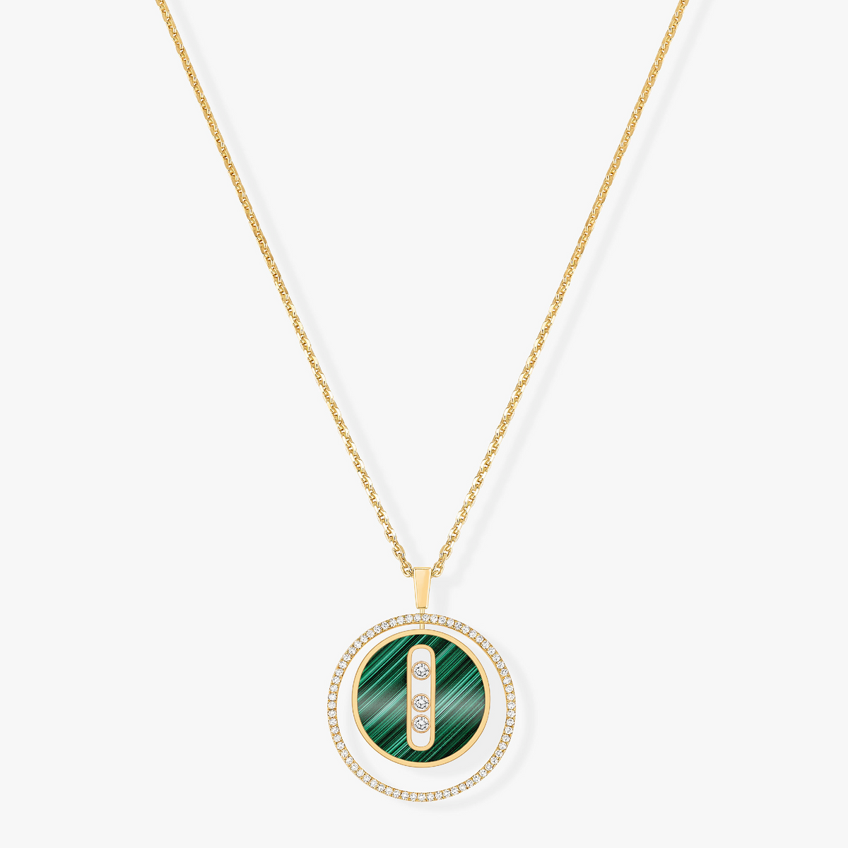 [Rani Jewelry]LUCKY MOVE 3 DIAMOND MALACHITE GOLD DIAMOND NECKLACE