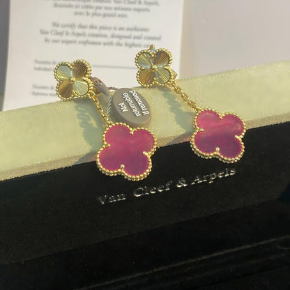 [Rani Jewelry]Clover Pink Enamel Necklace & Earring Jewelry Set
