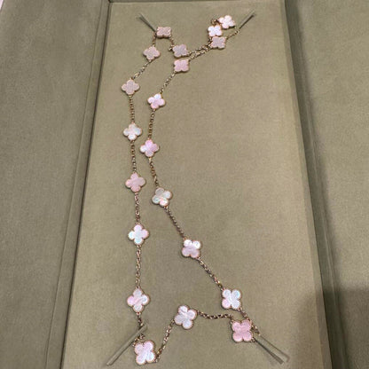 [Rani Jewelry]CLOVER 20 MOTIFS PINK MOP NECKLACE