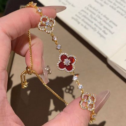 [Rani Jewelry]CLOVER 5 MOTIF PINK BLUE RED WHITE BRACELET