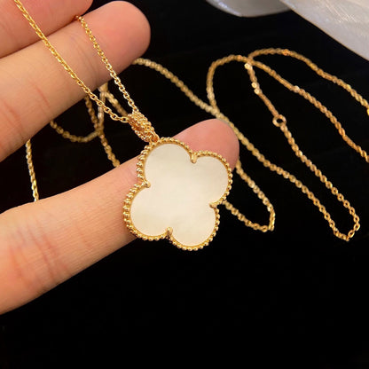 [Rani Jewelry]CLOVER 25MM MOP LARGE PENDANT NECKLACE