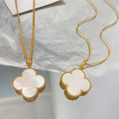 [Rani Jewelry]CLOVER 25MM MOP LARGE PENDANT NECKLACE