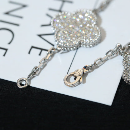 [Rani Jewelry]CLOVER BRACELET 5 MOTIF SILVER DIAMOND PAVED