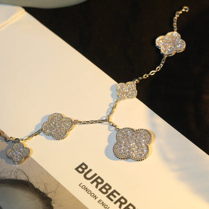 [Rani Jewelry]CLOVER BRACELET 5 MOTIF SILVER DIAMOND PAVED