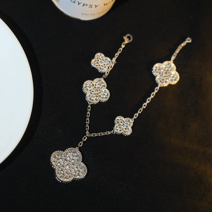 [Rani Jewelry]CLOVER BRACELET 5 MOTIF SILVER DIAMOND PAVED