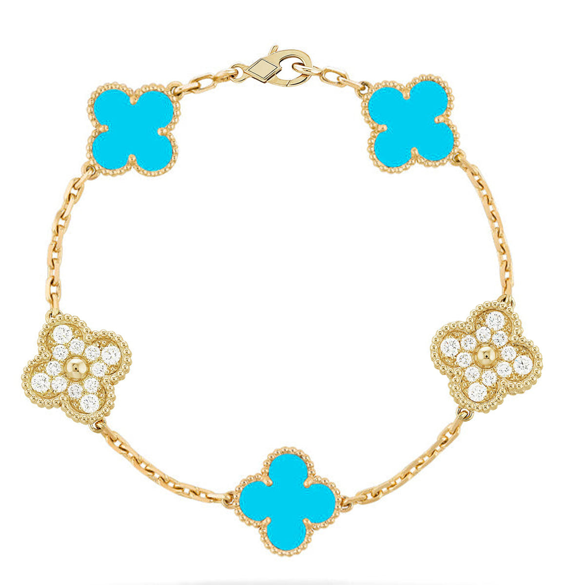 [Rani Jewelry] CLOVER 5 MOTIF TURQUOISE BRACELET COLLECTION