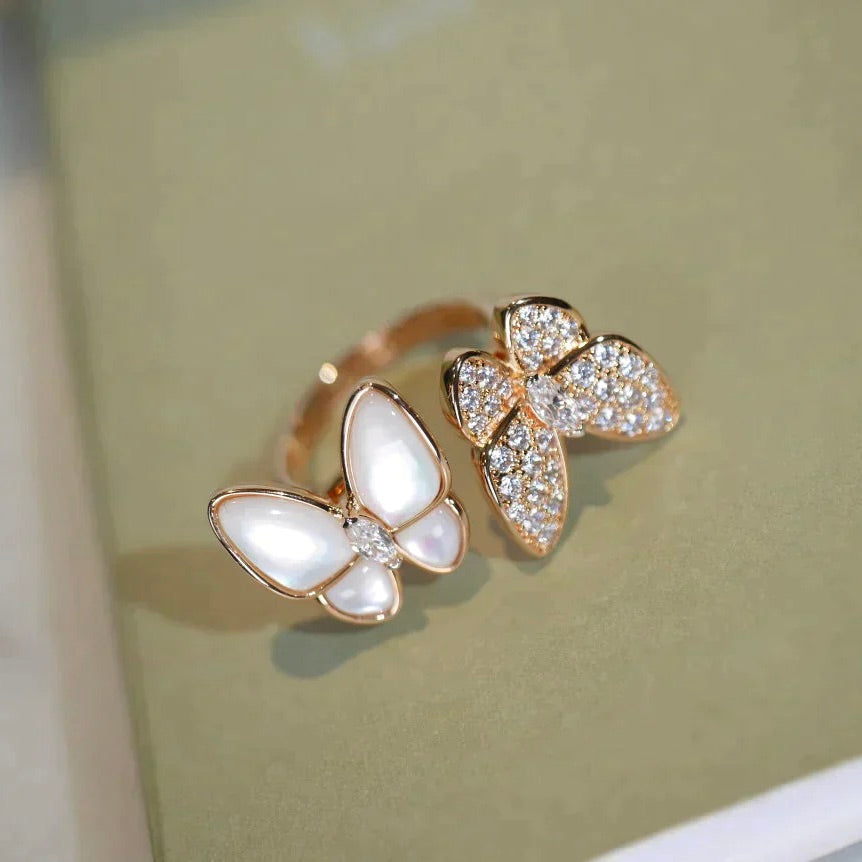 [Rani Jewelry]TWIN BUTTERFLY DIAMOND MOP RING