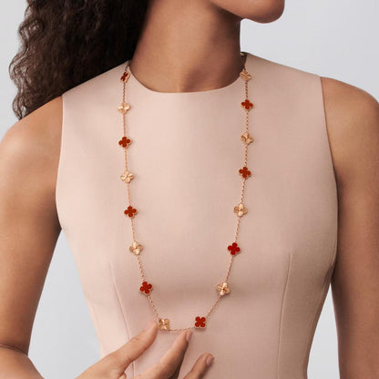 [Rani Jewelry]CLOVER 20 MOTIFS LASER CARNELIAN NECKLACE