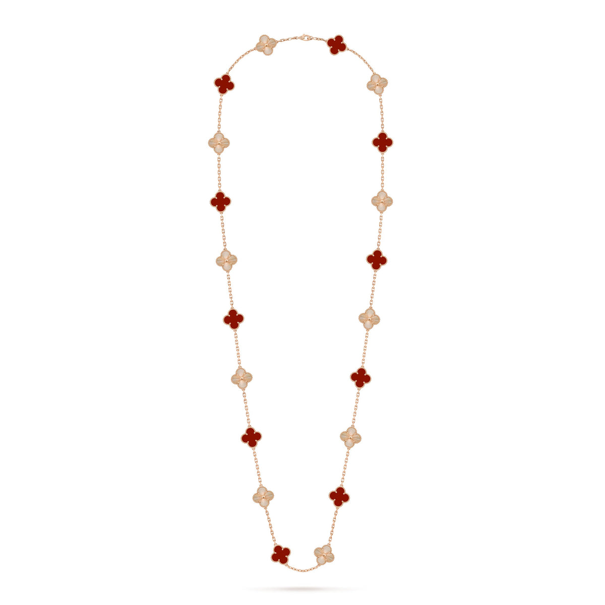[Rani Jewelry]CLOVER 20 MOTIFS LASER CARNELIAN NECKLACE