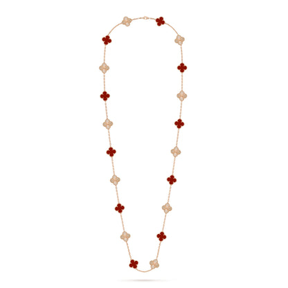[Rani Jewelry]CLOVER 20 MOTIFS LASER CARNELIAN NECKLACE