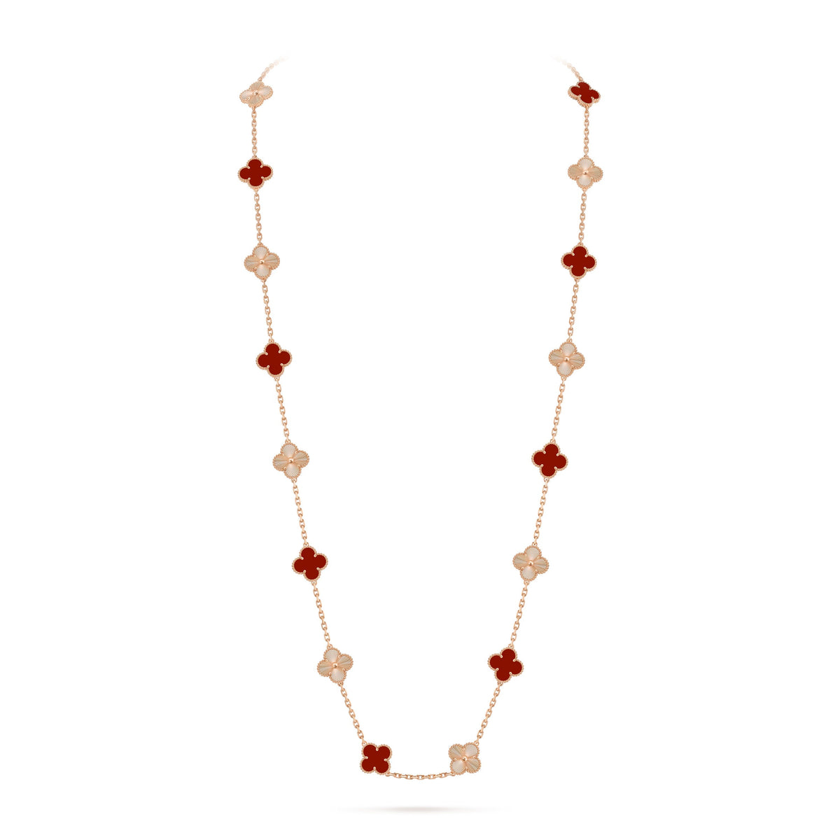 [Rani Jewelry]CLOVER 20 MOTIFS LASER CARNELIAN NECKLACE