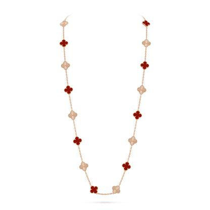 [Rani Jewelry]CLOVER 20 MOTIFS LASER CARNELIAN NECKLACE