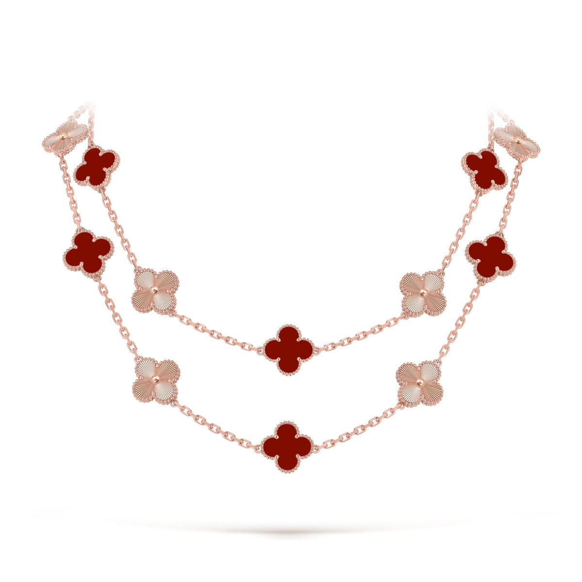 [Rani Jewelry]CLOVER 20 MOTIFS LASER CARNELIAN NECKLACE
